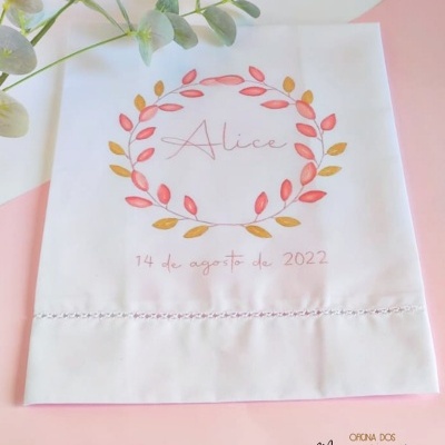 Toalha Batismo algodão pintada