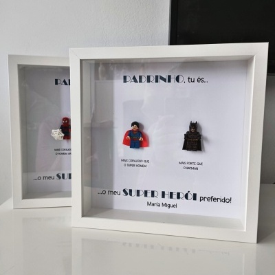 Quadro 3D com 2 mini figuras lego