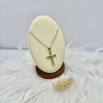 Colar Cruz Brilhantes e Coração