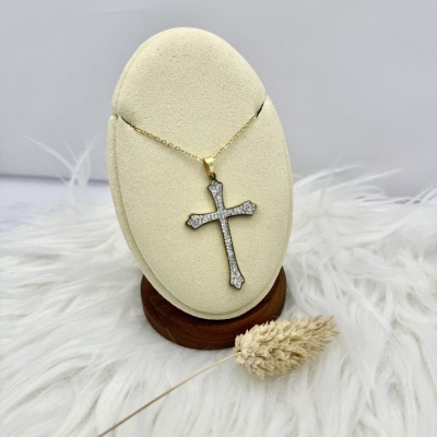 Colar Dourado Cruz Grande