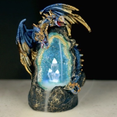 Queimador de Incenso Refluxo - Dragão em Gruta de Cristal LED