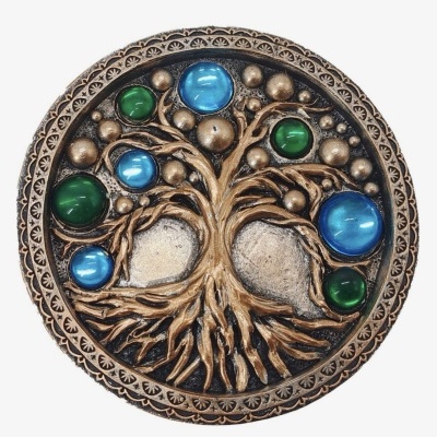Caixa Árvore da Vida Étnica Decorativa para Armazenamento de Joias e Acessórios, Caixa de Resina Artesanal