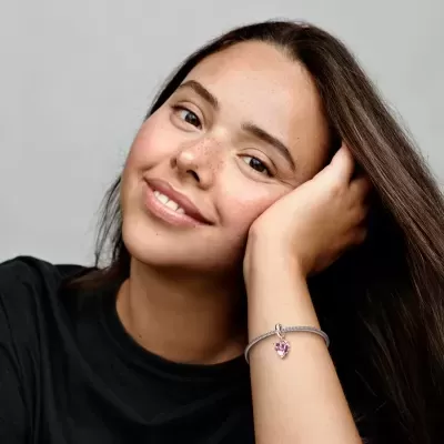 Conta Pendente Coração e Árvore de Família Cor-de-Rosa