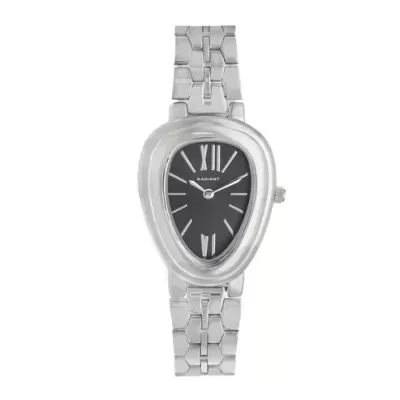 Relógio Mulher Sophia Prateado Fundo Preto