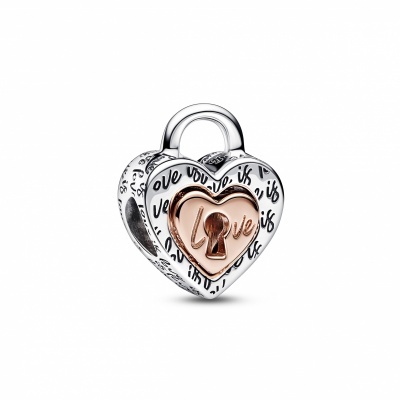 Conta Pandora Two-Tone Splittable Heart Padlock