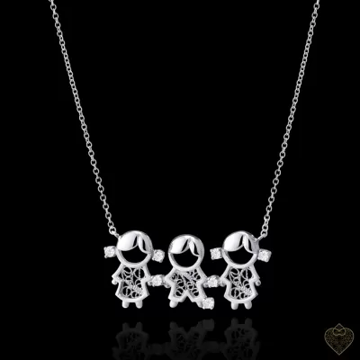 Cola Filigrana Prata 3 Meninas