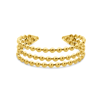 Escrava  CO88 aberta aço dourado c/ 3 carreiras contas