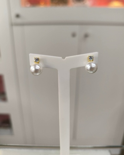 Brincos Prata Solitário e Pérola