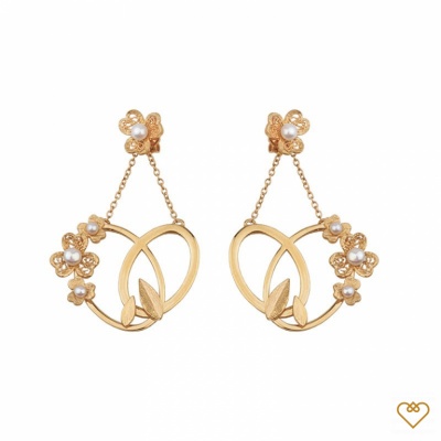 Brincos prata dourada filigrana