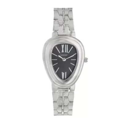 Relógio Mulher Sophia Prateado Fundo Preto