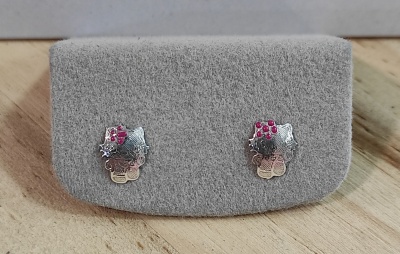 Brincos de prata Hello Kitty