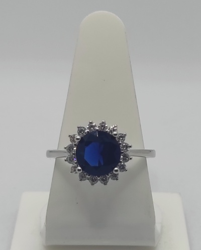 Anel de prata com pedra azul