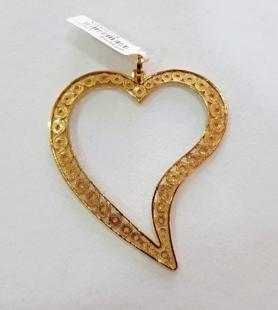 Coração ouro aberto filigrana