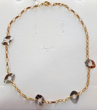 Colar de ouro com argolas bicolor