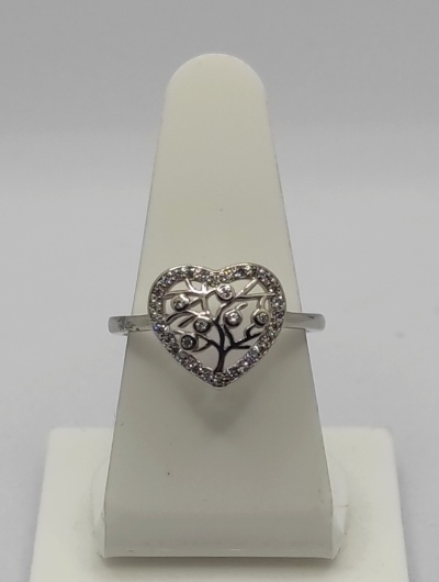 Anel de prata coração árvore da vida