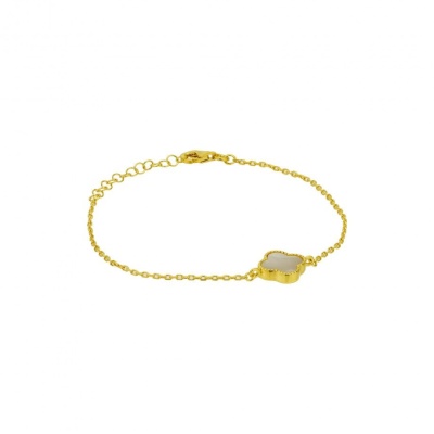 Pulseira Dourada Trevo Madreperola