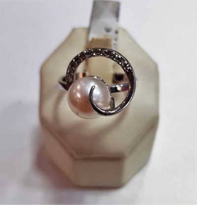 Anel prata com pérola
