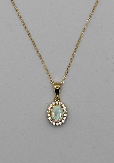 Colar ouro centro com opala