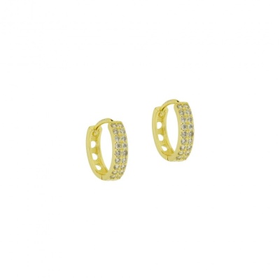 Argolas Prata Dourada Com Zirconias