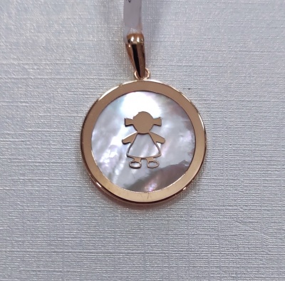 Medalha de ouro com Menina e madre pérola