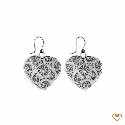 Brincos prata coração de filigrana