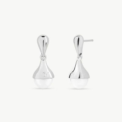 BRINCOS MAJORICA DROP PRATEADO