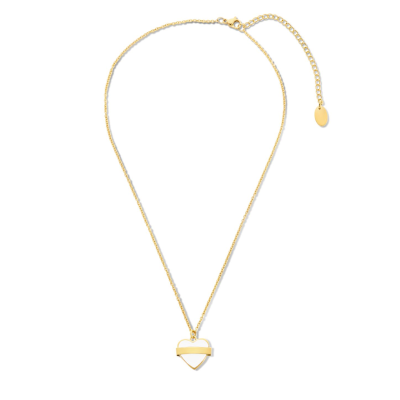 Colar CO88 aço fio dourado coração esmalte branco