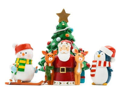 Set de Natal (Árvore, Pinguim, Pai Natal c/renas e boneco de neve)
