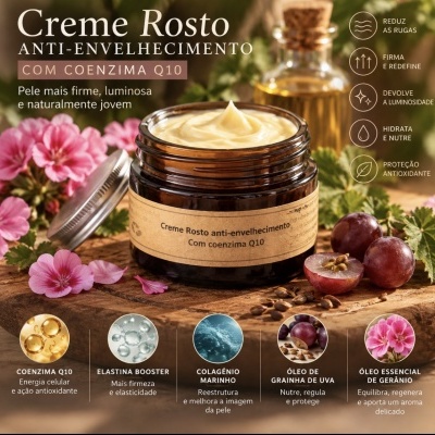 Creme Antienvelhecimento e antioxidante com Q10
