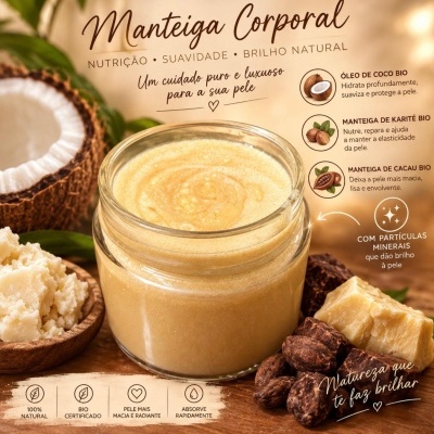 Manteiga corporal natural: o segredo para uma pele macia, nutrida e luminosa