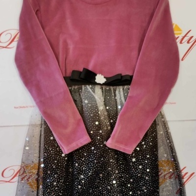 Vestidos de Manga cumprida com Tule de Brilhantes