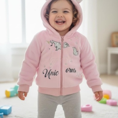 Casaco de Menina Unicórnio com Pelo