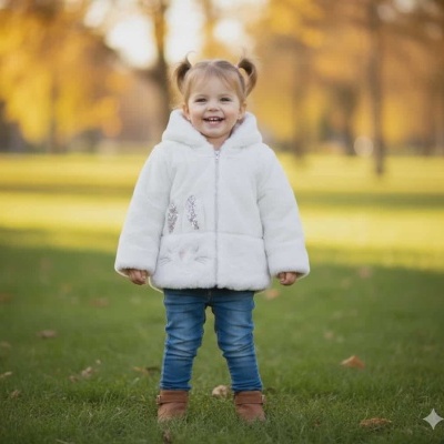 Casaco de Pelo Menina com carapuço