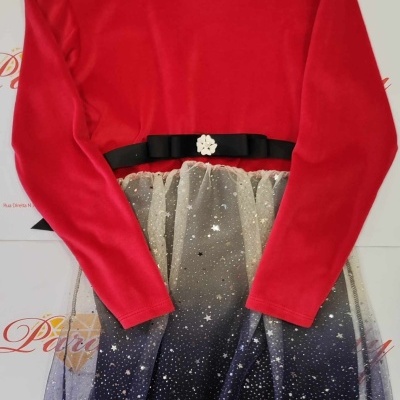 Vestidos de Manga cumprida com Tule de Brilhantes