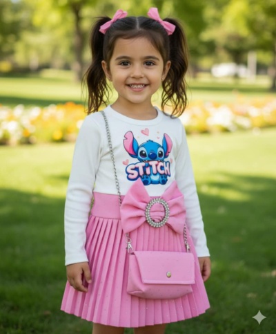 Vestido de manga comprida de primavera de menina 3 anos aos 12 anos