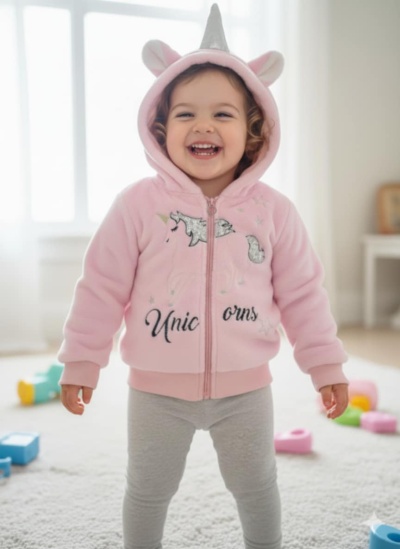 Casaco de Menina Unicórnio com Pelo