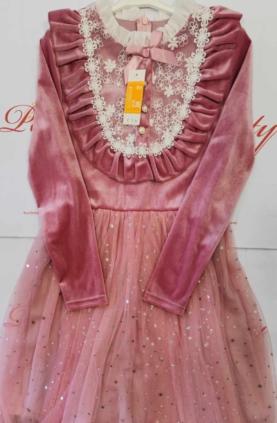 Vestidos de Manga cumprida com Tule de Brilhantes