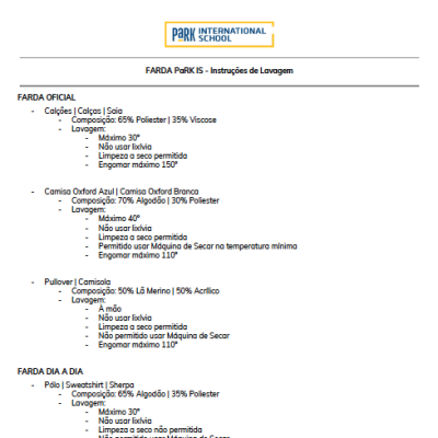 Doc. Instruções de Lavagem