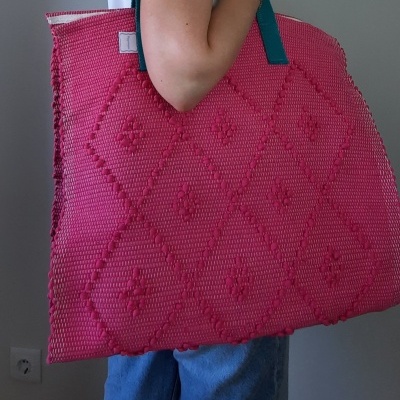 Toalha de praia «Alma de Portugal» rosa e verde