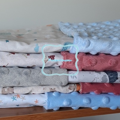 Mantinhas em tecido de algodão e Minky