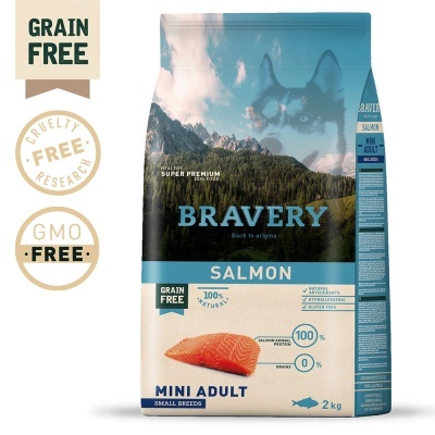 BRAVERY - CÃO ADULTO MINI -SALMÃO -2Kg