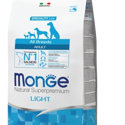 MONGE CÃO ADULTO LIGHT- SALMÃO & ARROZ- 2,5Kg