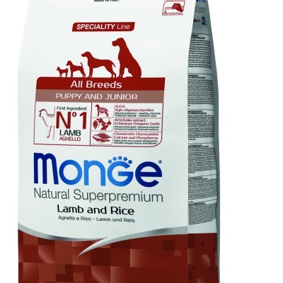 MONGE CÃO PUPPY & JUNIOR- BORREGO E ARROZ- 2,5Kg