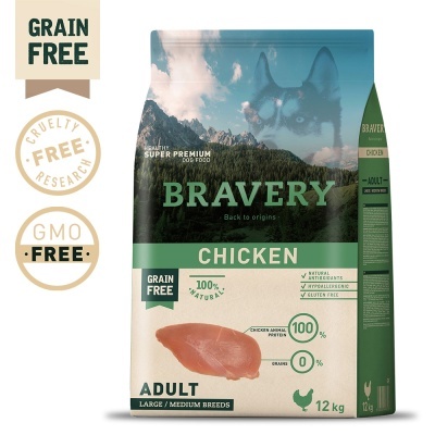 BRAVERY - CÃO ADULTO MÉDIO/GRANDE -FRANGO- 4Kg