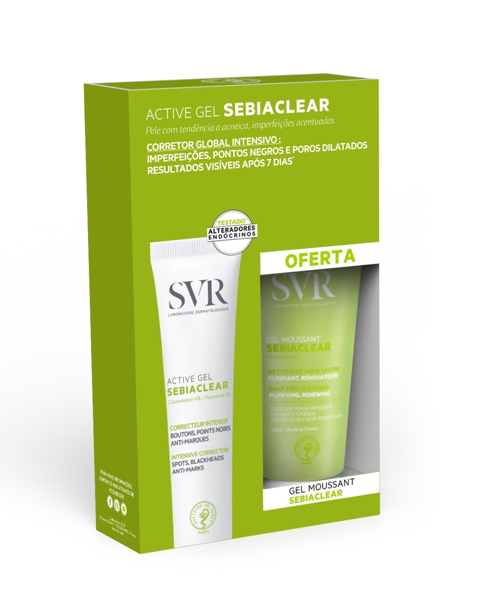 SVR Sebiaclear Active Gel 40ml + Gel moussant 55ml Coffret SVR Sebiaclear Active Gel 40ml + Gel moussant 55ml Coffret