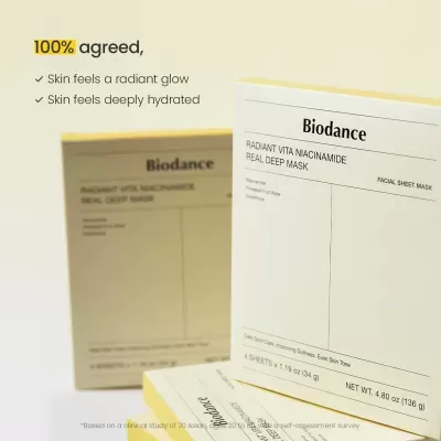 Biodance - Radiant Vita Niacinamide Real Deep Mask 1Box, 34g x 4 unidades