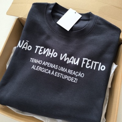 Sweat não tenho mau feitio entrega imediata azul marinho