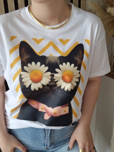 T-shirt Gato malmequeres