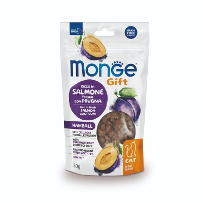 Monge Gift Gato Soft Snacks - Hairball Salmão & Ameixa 50g