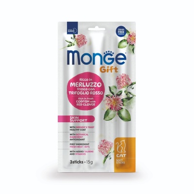 Monge Gift Gato Sticks - Skin Support Bacalhau & trevo vermelho
